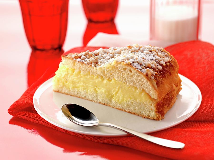 Slice Of Ttropzienne Tart Photograph by Gelberger