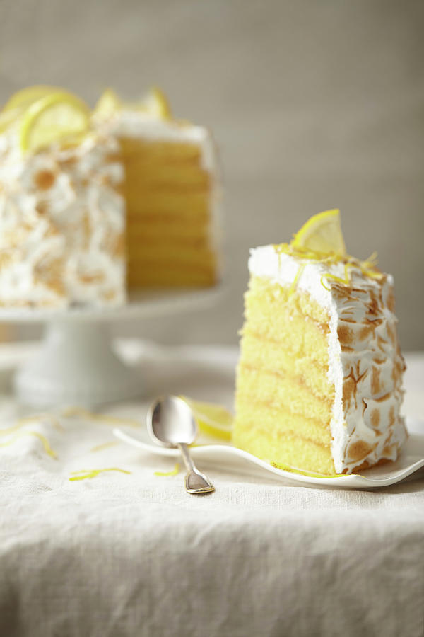Sliced Lemon Meringue Paradise Cake Photograph by Lukam