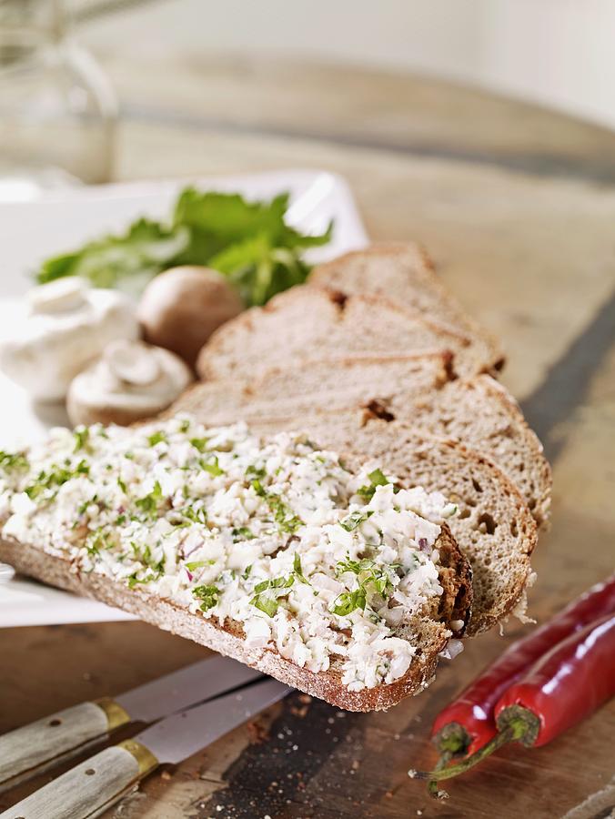 Sliced Rye Bread With A Mushroom Spread Photograph by Till Melchior ...