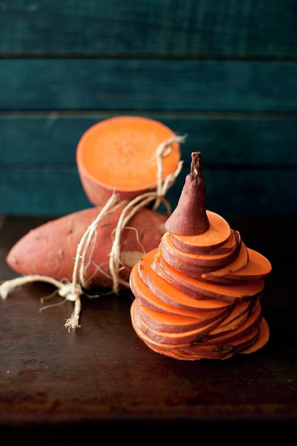 Sliced Stacked Sweet Potatoes Photograph by Strokin, Yelena