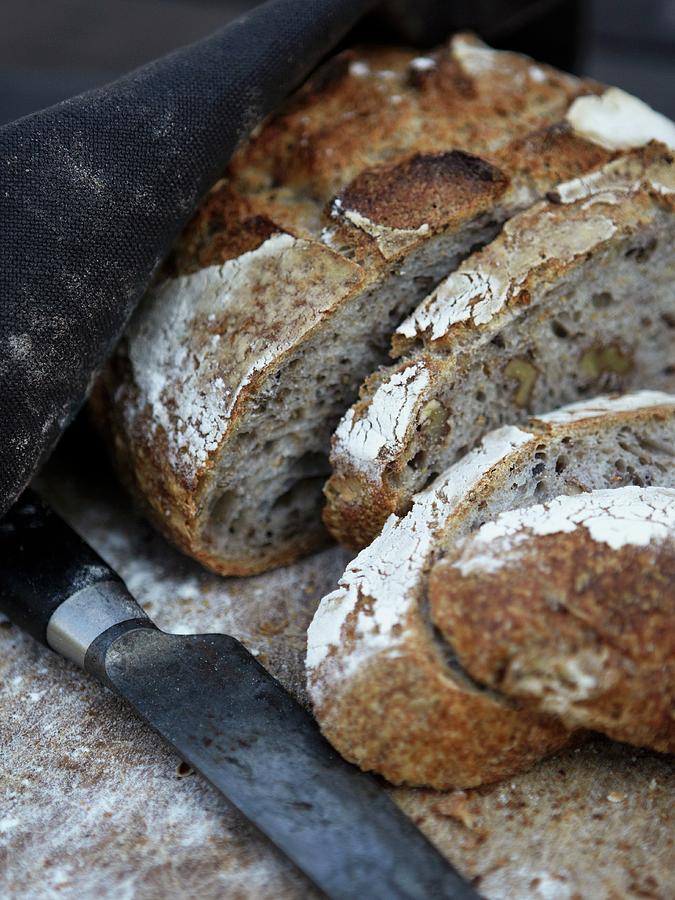 Sliced Walnut Bread close-up Photograph by Magnus Carlsson