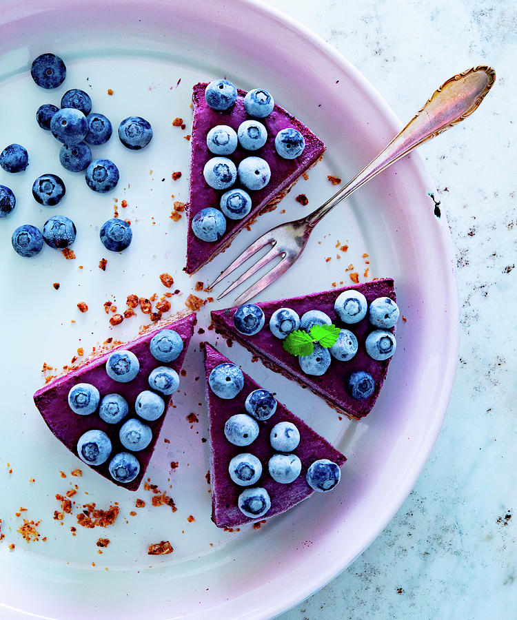 Slices Of Blueberry Cake On A Cake Plate Photograph by Udo Einenkel