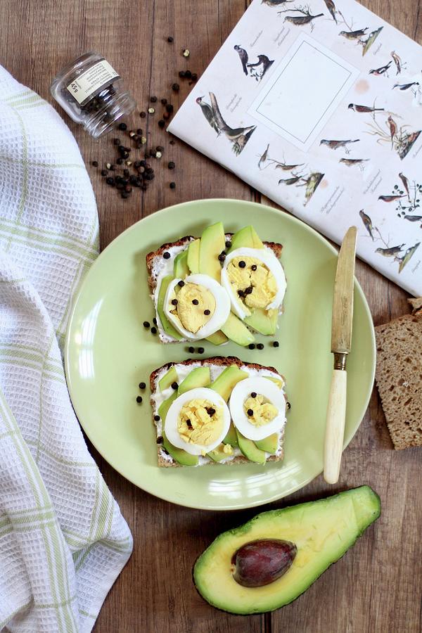 Slices Of Bread Topped With Avocado, Egg And Pepper Photograph by Sylvia E.k Photography
