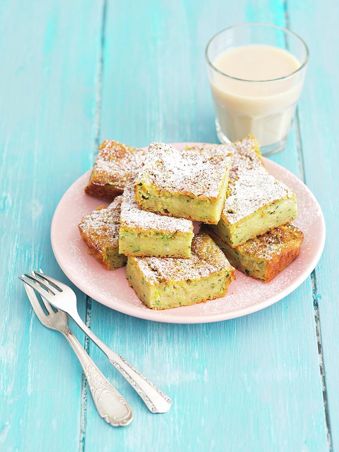 Slices Of Courgette Cake With Cinnamon Icing Sugar Photograph by Rua Castilho
