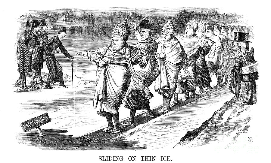 Sliding On Thin Ice, 1869. Artist John Drawing by Print Collector