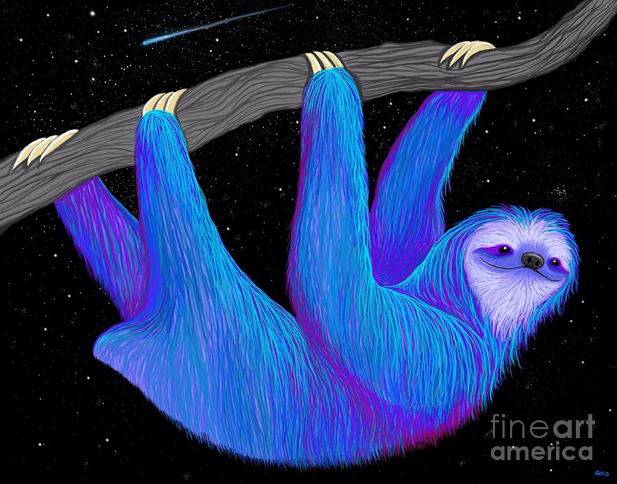 Sloth in the Starlight Digital Art by Nick Gustafson