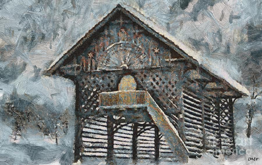 Slovenian Hayrack in Winter Painting by Dragica Micki Fortuna