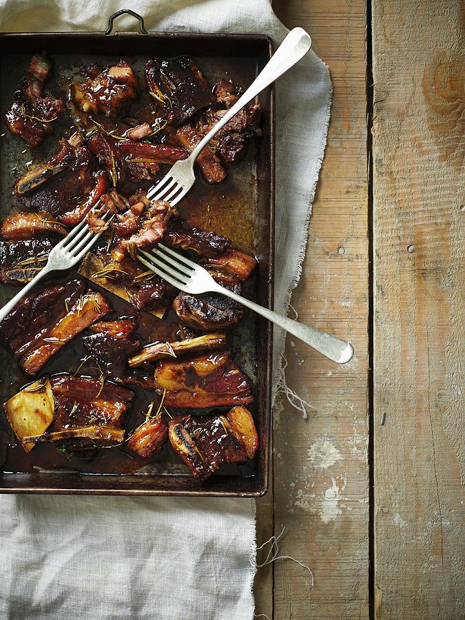 Slow Braised Beef Ribs In Irish Whiskey And Thyme Photograph by Great Stock!