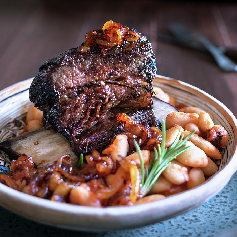 Slow Cooked Beef Short Rib With Butterbean Stew And Caramelised Onions Photograph by Irina G