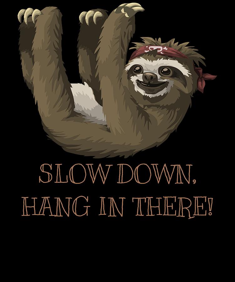 Cute Digital Art - Slow Down Hang In There Cute Sloth Pun by DogBoo