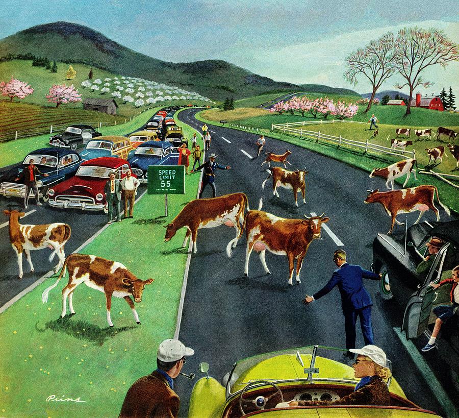 Slow Mooving Traffic Drawing by Ben Kimberly Prins