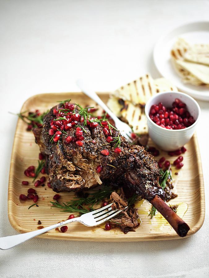 Slow-roasted Leg Of Lamb With Pomegranates And Rosemary For Easter Photograph by Great Stock!