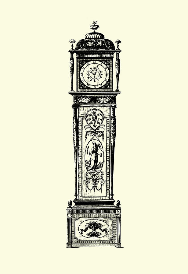 Clock Painting - Sm Antique Grandfather Clock I (p) by Vision Studio