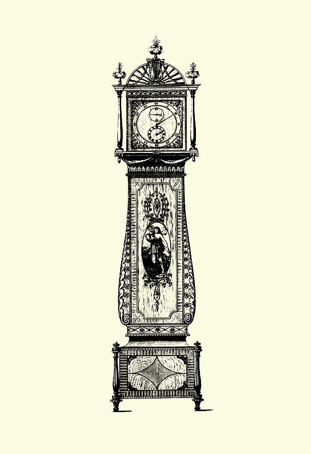 Clock Painting - Sm Antique Grandfather Clock II (p) by Vision Studio