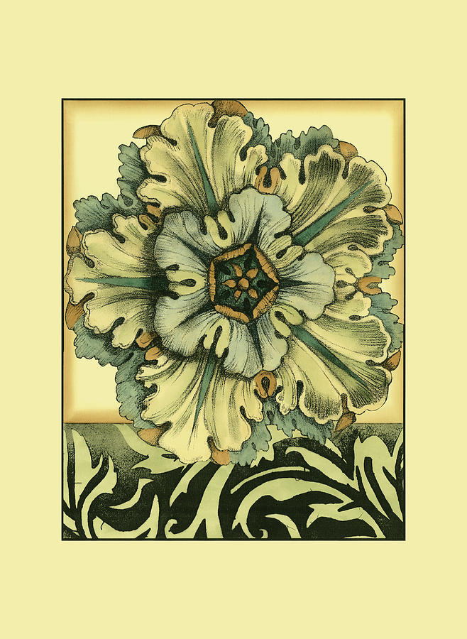 Flowers Still Life Painting - Sm Panelled Rosette I (p) by Jennifer Goldberger