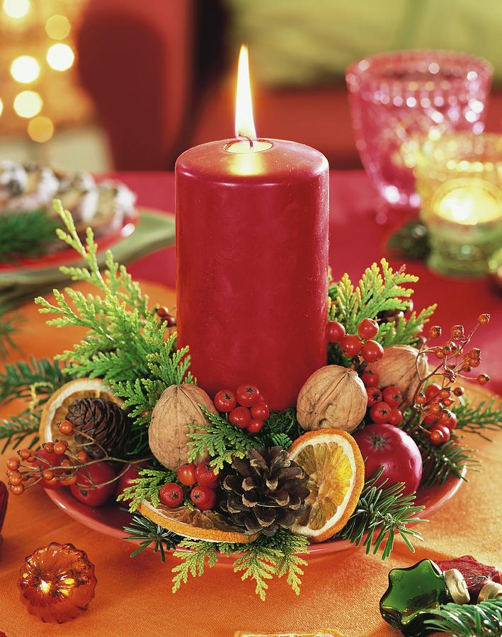 Small Advent Wreath With Red Candle Photograph by Strauss, Friedrich