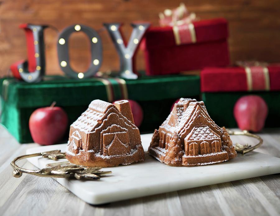 Small Apple Cake Houses Baked For Christmas Photograph by Blooming Bites Photography