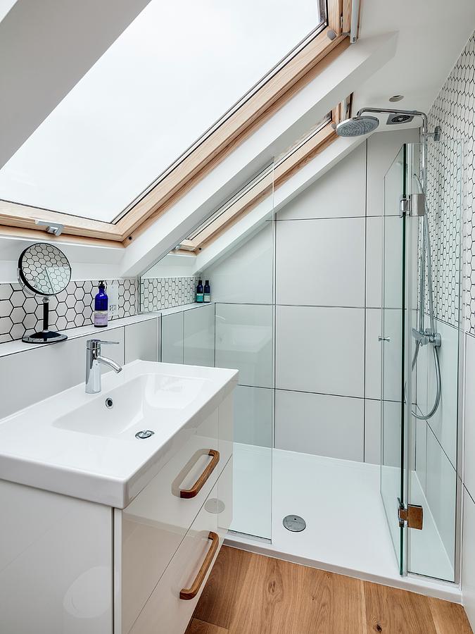 Small Bathroom With Sloping Ceiling Photograph by Simon Maxwell Photography