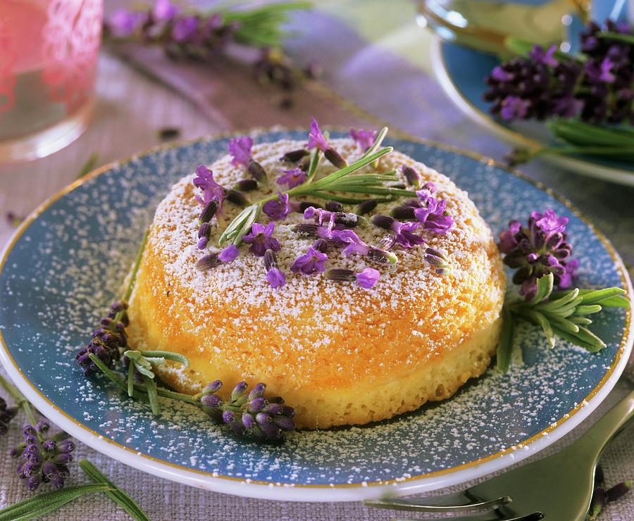 Small Cake Sprinkled With Lavender And Icing Sugar Photograph by Strauss, Friedrich
