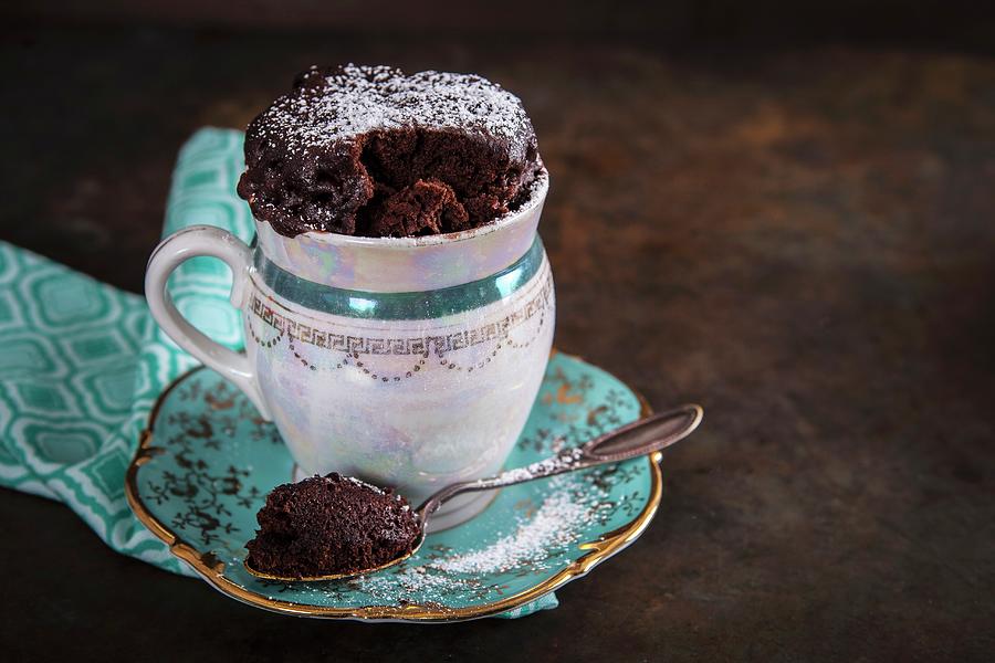 Small Chocolate Mug Cake In A Vintage Cup Photograph by Elisabeth Von Plnitz-eisfeld