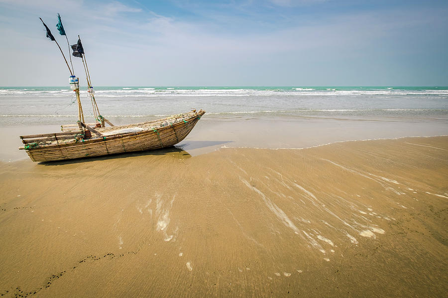 Small Fishing Boat On Cox Bazar Beach Bangladesh Photograph By