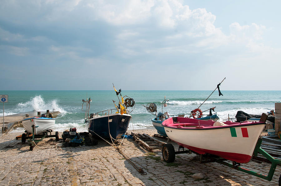 Small Fishing Boats At Seaside Jetty Photograph by Stuart Mccall