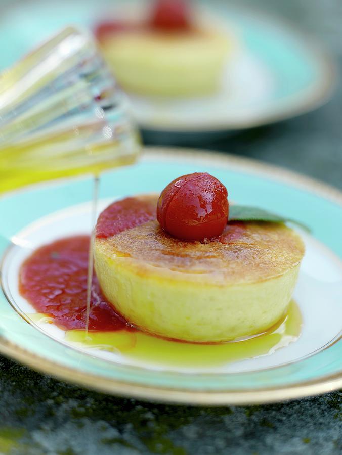 Small Flan With Tomato Puree And Olive Oil, Toscany Photograph by Amiel