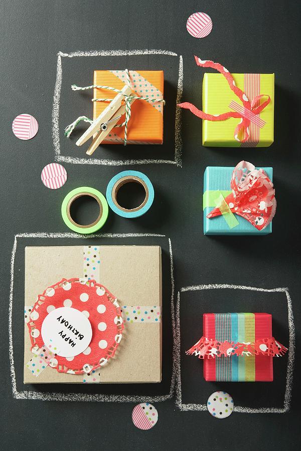 Small Gift Boxes Decorated With Washi Tape Photograph by Heidi Frhlich
