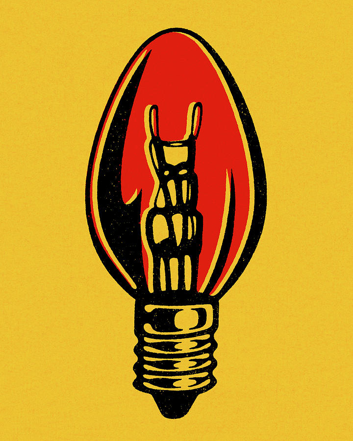 Vintage Drawing - Small Light Bulb by CSA Images