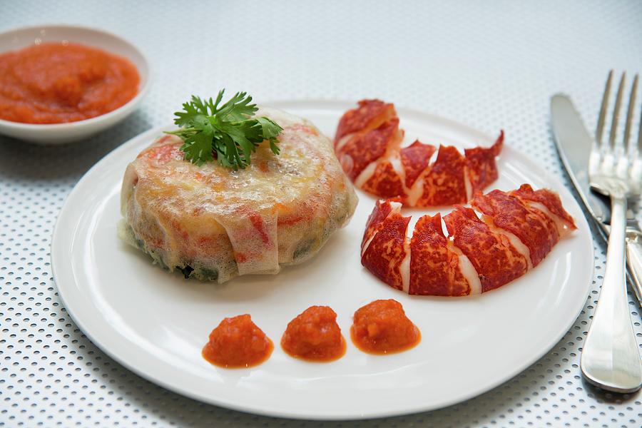 Small Lobster Pastilla With Tomato Coulis Photograph by Gelberger
