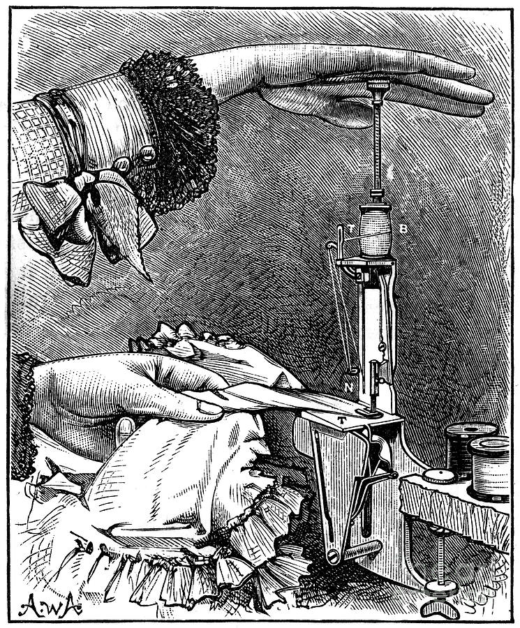 Small Lockstick Sewing Machine, 1886 Drawing by Print Collector