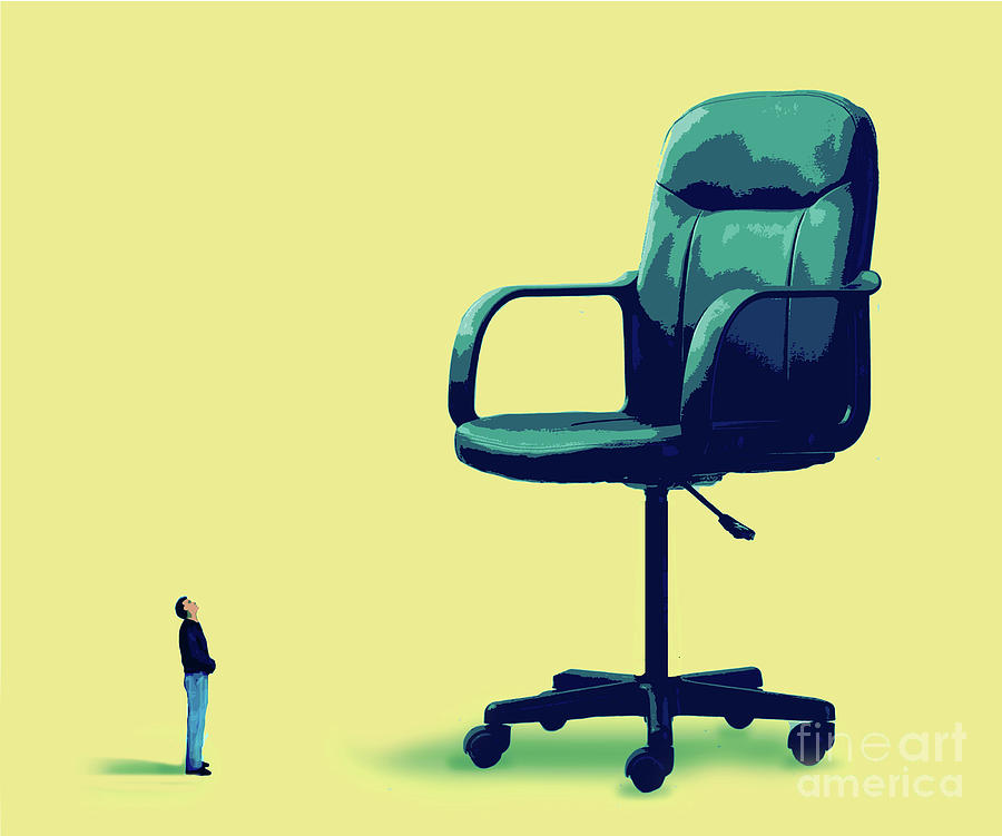 Small Man Looking Up At Large Office Chair Photograph by Fanatic Studio / Gary Waters/ Science Photo Library