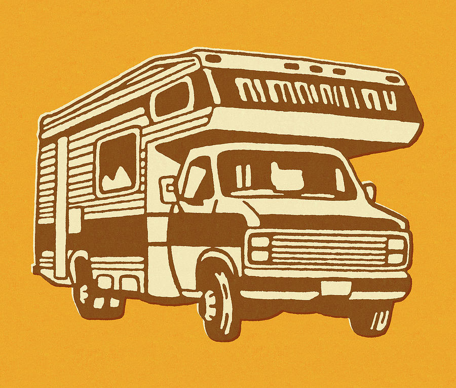 Transportation Drawing - Small RV Camper by CSA Images
