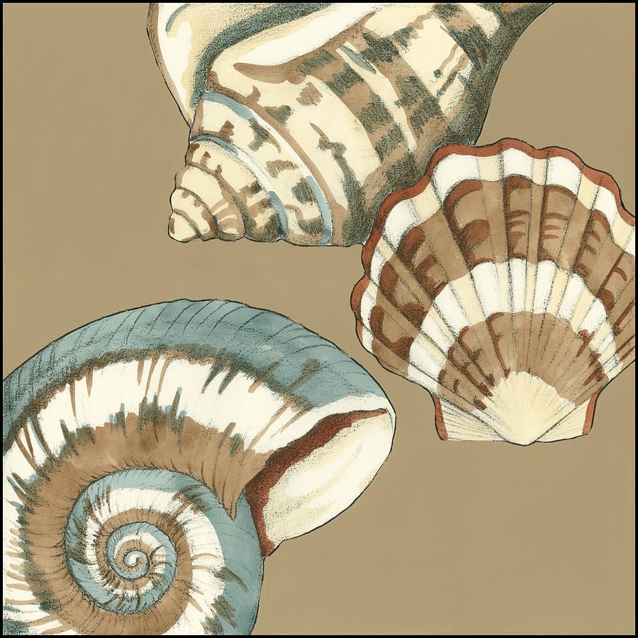 Shell Painting - Small Shell Trio On Khaki II (p) by Megan Meagher