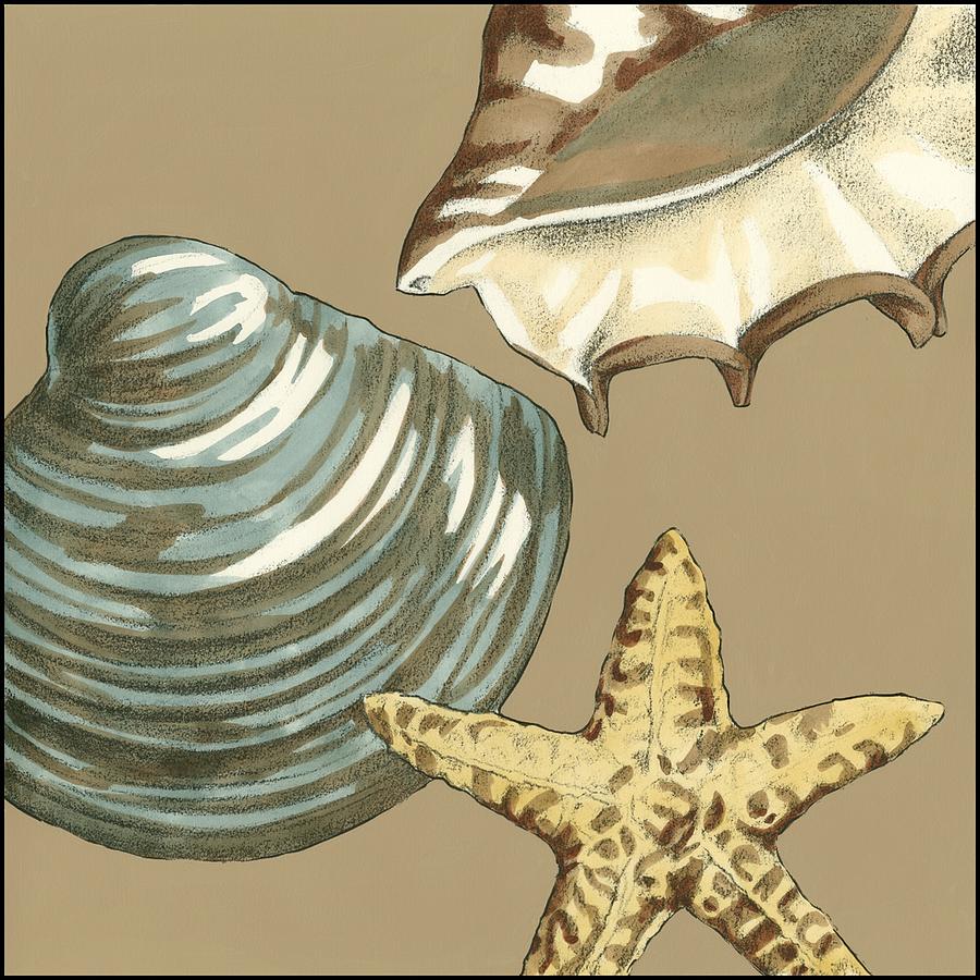 Shell Painting - Small Shell Trio On Khaki Iv (p) by Megan Meagher