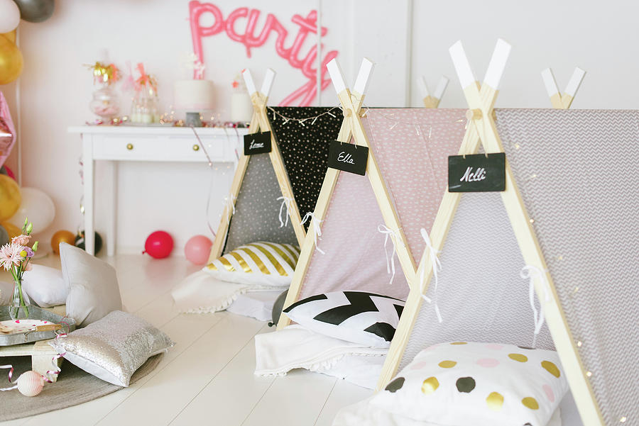 Small Tents For Sleepover In Party Room Photograph by Katja Heil