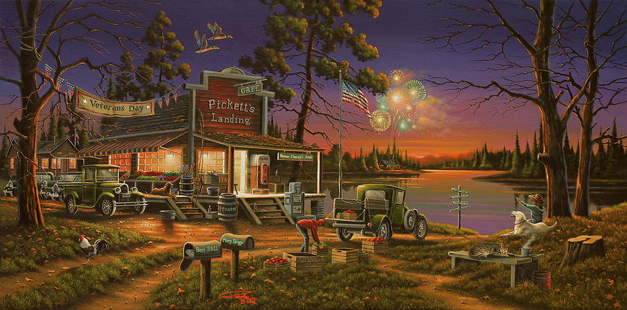 Dog Painting - Small Town Celebration by Geno Peoples