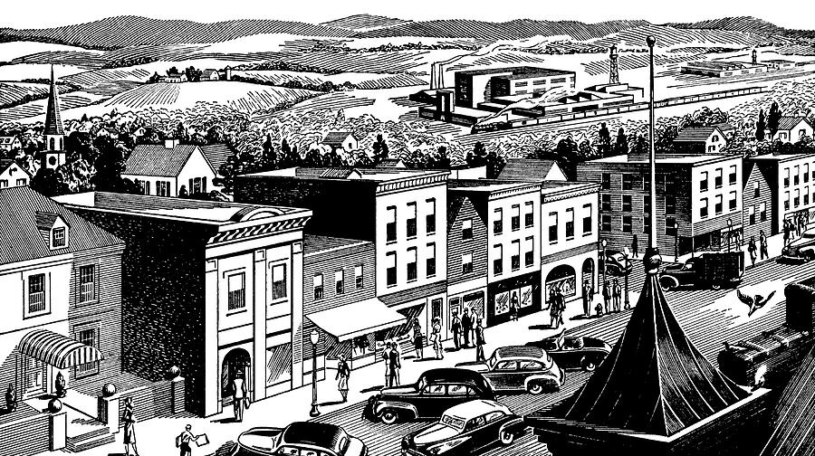 Architecture Drawing - Small Town by CSA Images