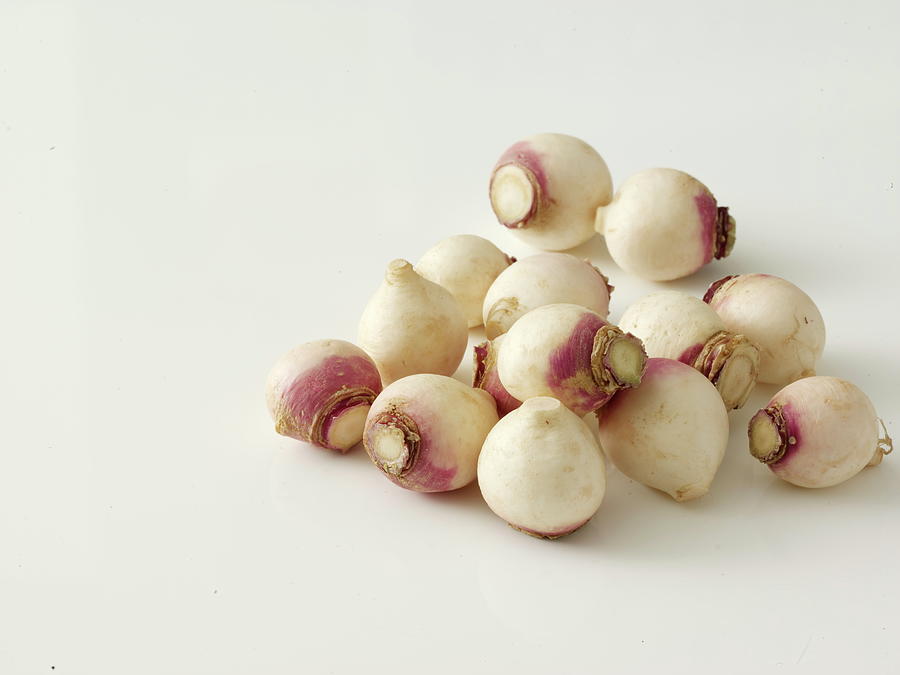 Small Turnips On White Background Photograph by Chris Ted