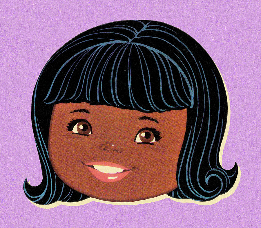 Vintage Drawing - Smiling African American Girl by CSA Images
