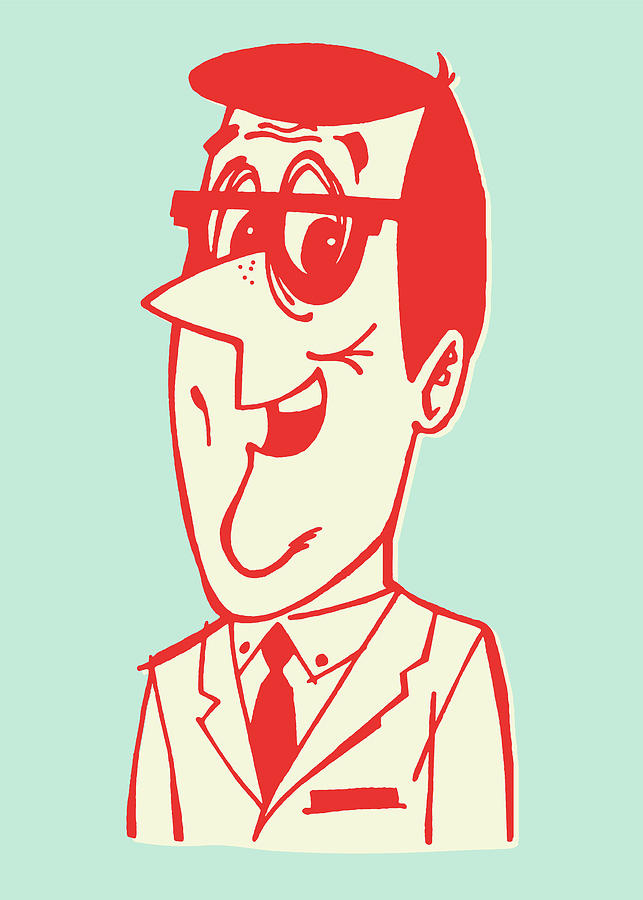 Vintage Drawing - Smiling Business Man by CSA Images