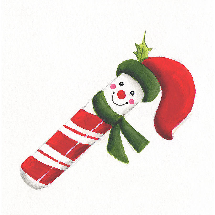 Smiling Candy Cane Painting by Beverly Johnston