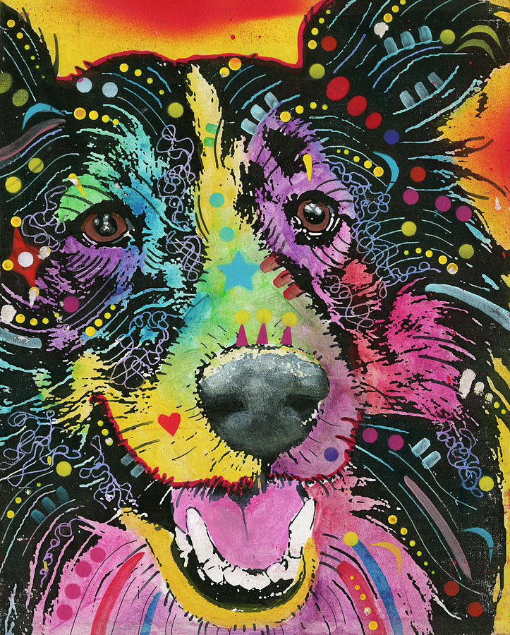 Animal Mixed Media - Smiling Collie by Dean Russo- Exclusive