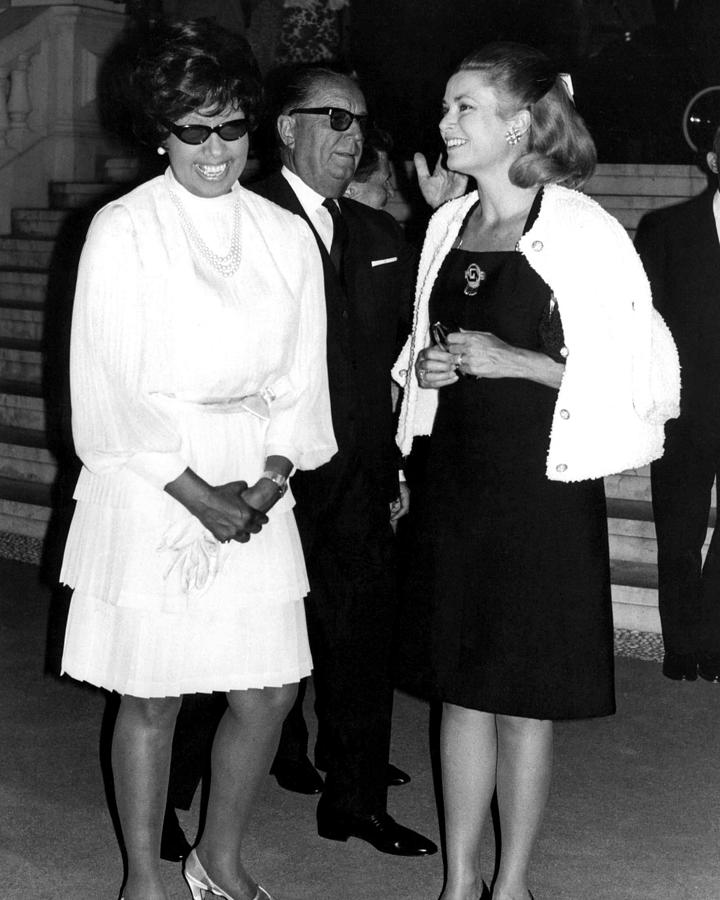 Grace Kelly Photograph - Smiling Grace Kelly With Josephine Baker by Globe Photos