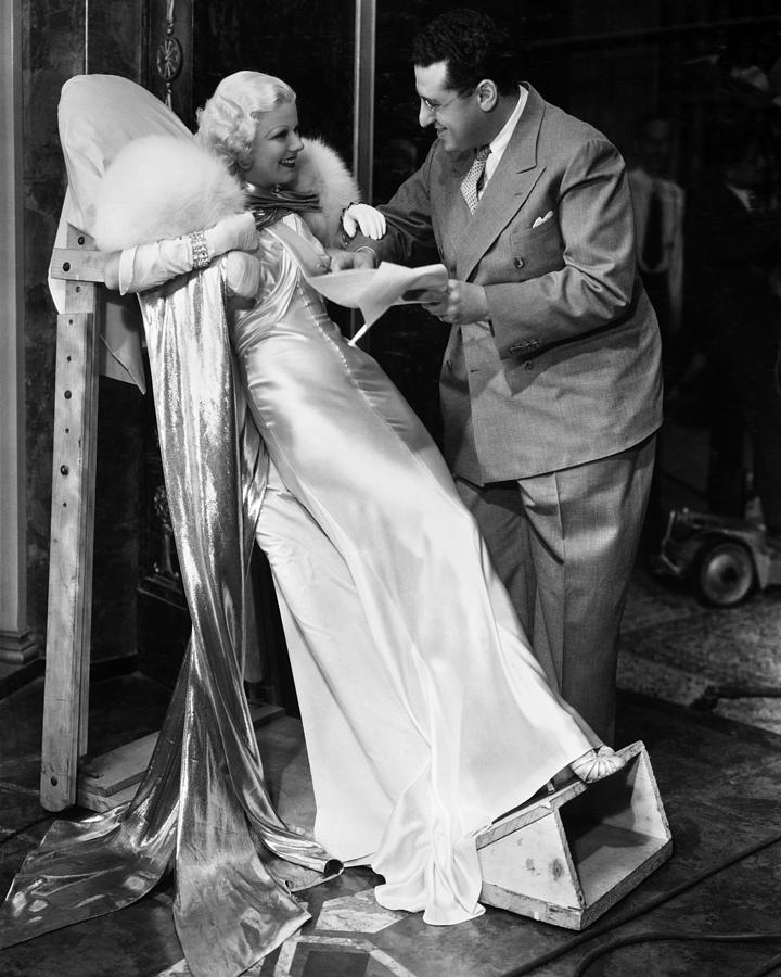 Smiling Jean Harlow Talking To George Cukor Photograph by Globe Photos ...