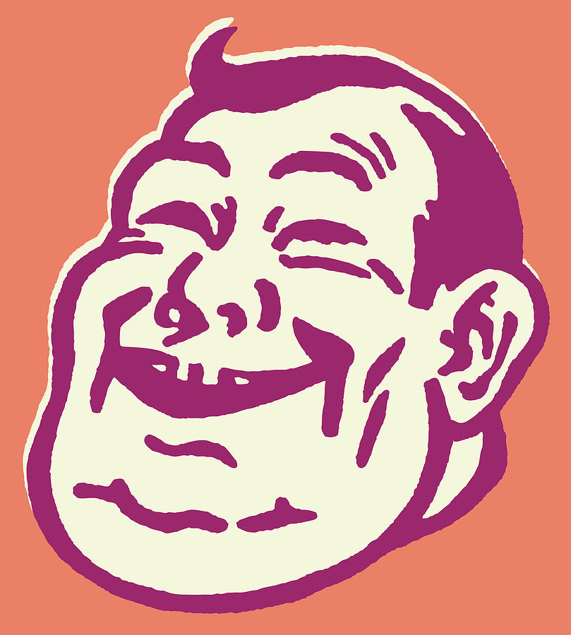 Vintage Drawing - Smiling Man with Large Chin by CSA Images