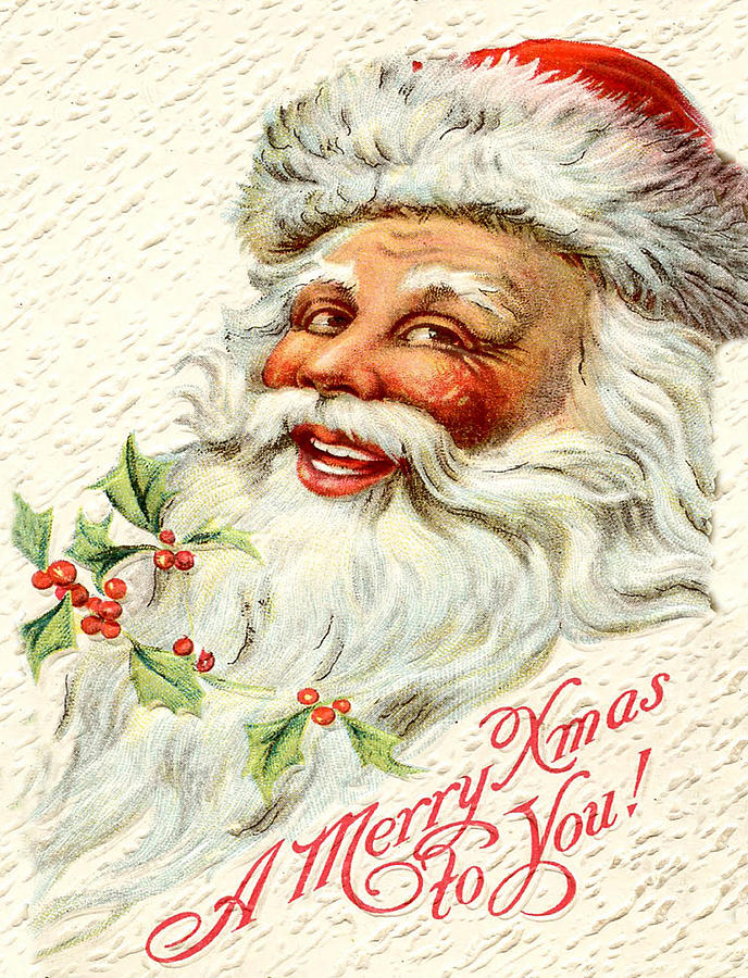 Winter Digital Art - Smiling Santa by Long Shot