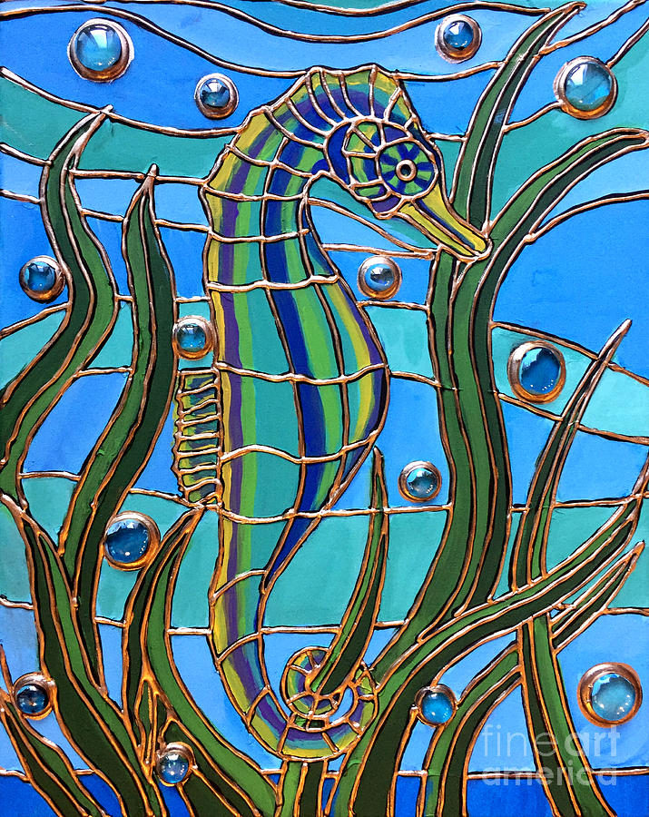 Smiling Seahorse Painting by Cynthia Snyder