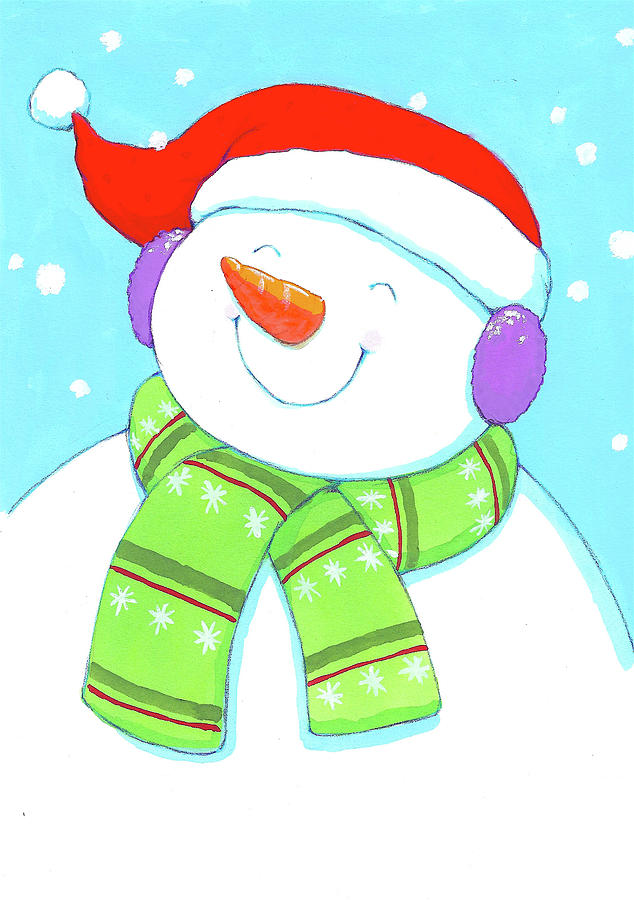 Smiling Snowman Painting by Mike Marini