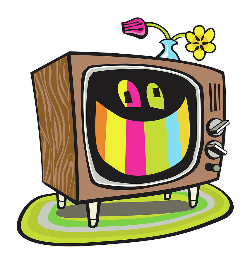 Vintage Drawing - Smiling Television by CSA Images